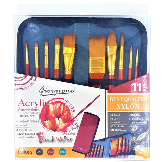 Giorgione brush set 11pcs (ideal for acrylic, watercolor, gouache paints)
