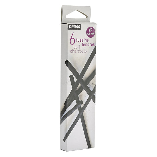 pebeo soft charcoal sticks  6-8mm 6pcs