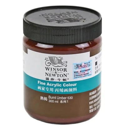 Jar of Winsor & Newton acrylic paint on a white background