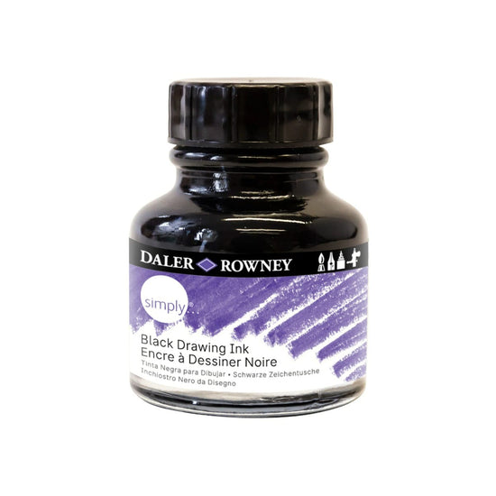 Daler Rowney Simply Black Drawing Ink 29.5ml