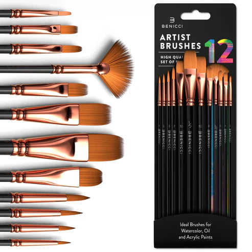 Artist Brushes Fine Art & Crafts Set Of 12